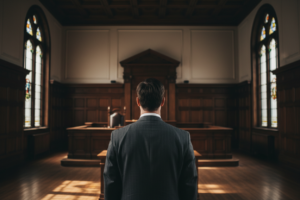 lawyers back facing judge